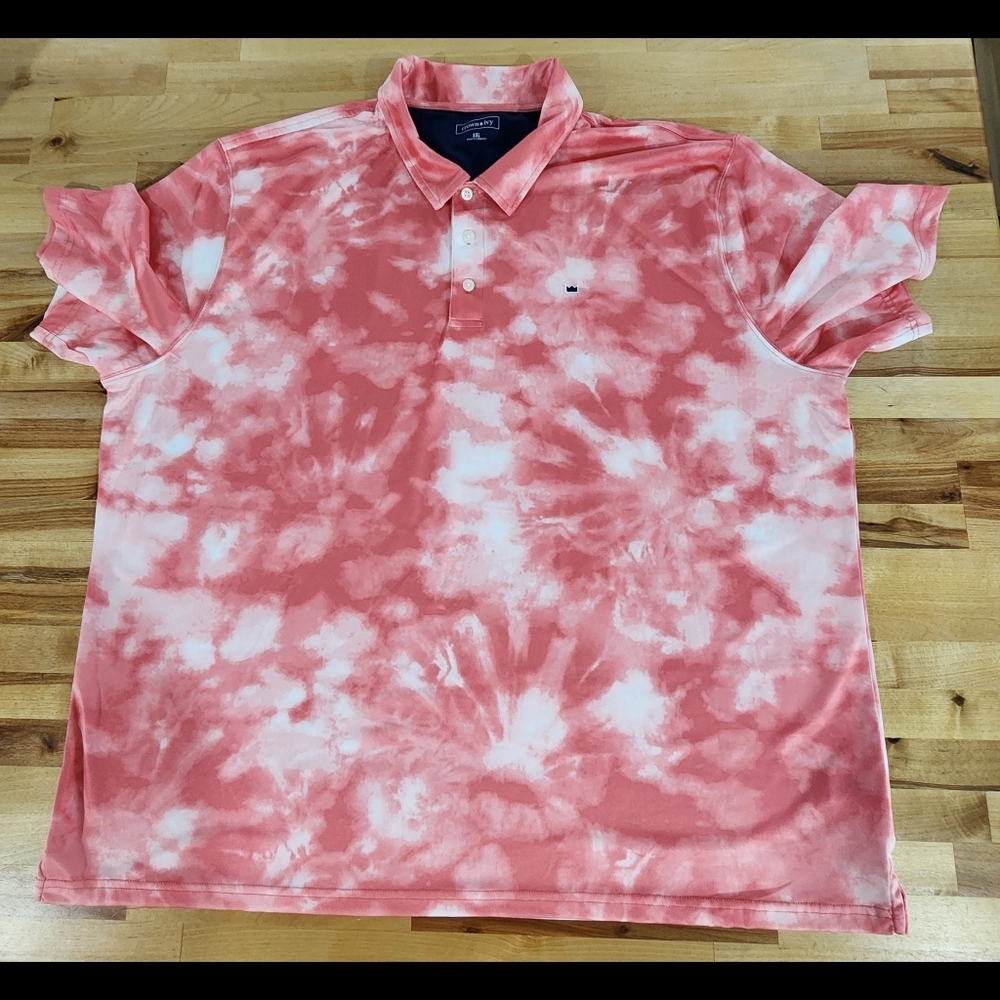 Crown & Ivy Mens Polo Shirt Tie Dye Coral Copa Size XXL